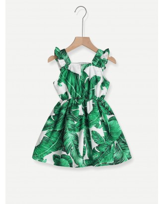 Toddler Girl Tropical Print Zip Back Dress