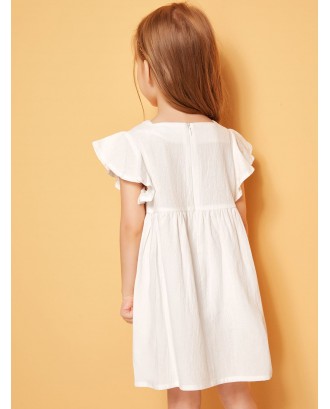 Toddler Girls Striped Tape Tie Detail Ruffle Babydoll Dress