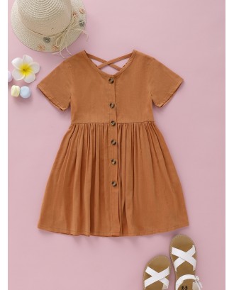 Toddler Girls Button Through Criss Cross Dress