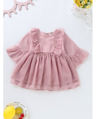 Toddler Girls Ruffle Zip Back Babydoll Dress
