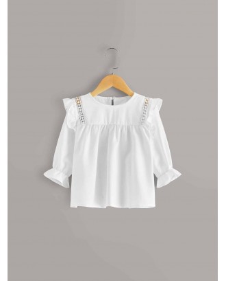 Toddler Girls Ruffle Trim Hollow Out Blouse