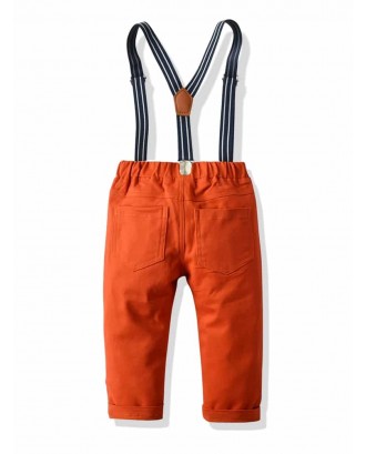 Toddler Boys Elastic Waist Straight Pants With Straps