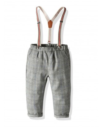 Toddler Boys Glen Check Straight Pants With Straps