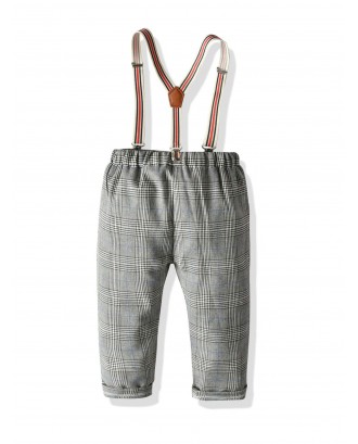 Toddler Boys Glen Check Straight Pants With Straps