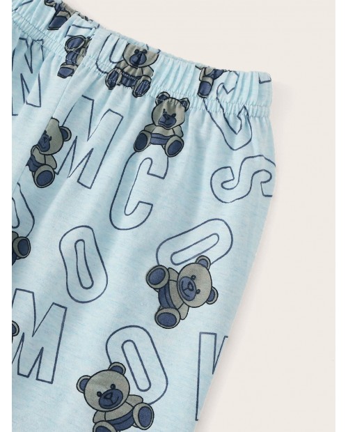 Toddler Boys Bear & Letter Print Pajama Set