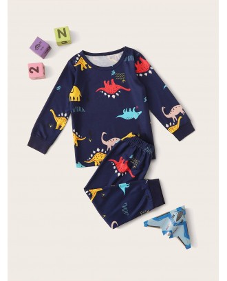 Toddler Boys Dinosaur Print PJ Set