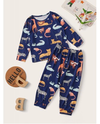 Toddler Boys Animal Print PJ Set