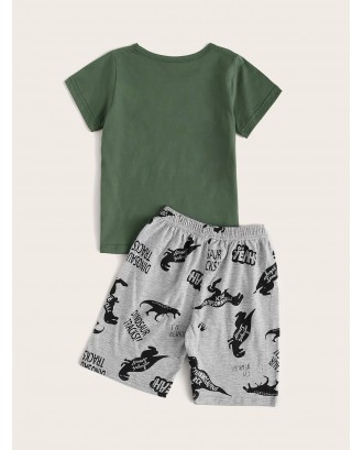 Toddler Boys Dinosaur Print Pajama Set