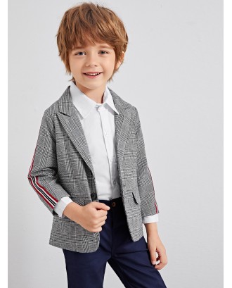 Toddler Boys Plaid Lapel Striped Side Blazer