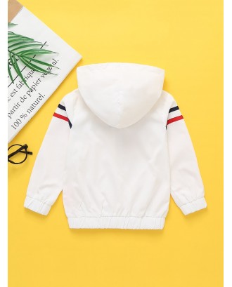 Toddler Boys Striped Tape Hooded Jacket