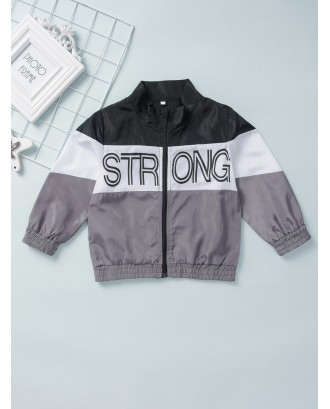 Toddler Boys Cut And Sew Letter Windbreaker Jacket