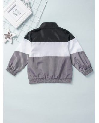 Toddler Boys Cut And Sew Letter Windbreaker Jacket