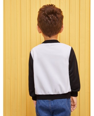 Toddler Boys Contrast Sleeve Bomber Jacket