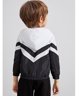 Toddler Boys Cut And Sew Hooded Windbreaker Jacket